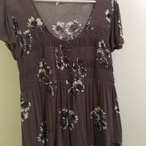 Smocked Floral Babydoll Top